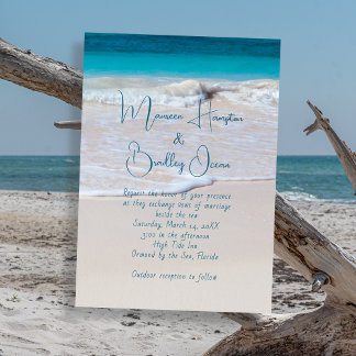Written in Sand Tropical Beach Wedding Invitation