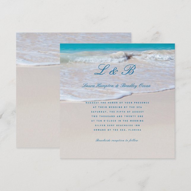 Written in Sand Tropical Beach Wedding Invitation (Front/Back)