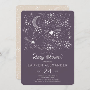 Written in the Stars Baby Shower Eggplant Invitation