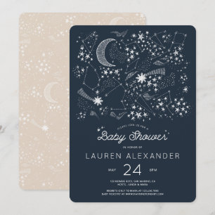 Written in the Stars Baby Shower Navy Invitation