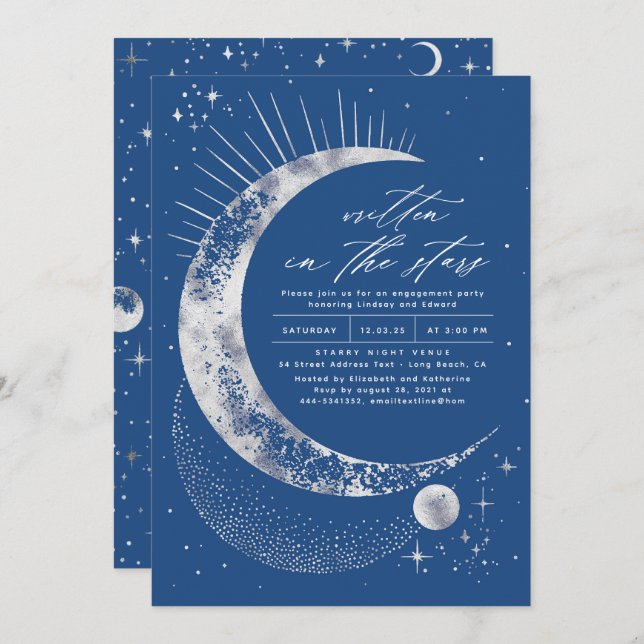 Written in the Stars Celestial Engagement Party Invitation (Front/Back)