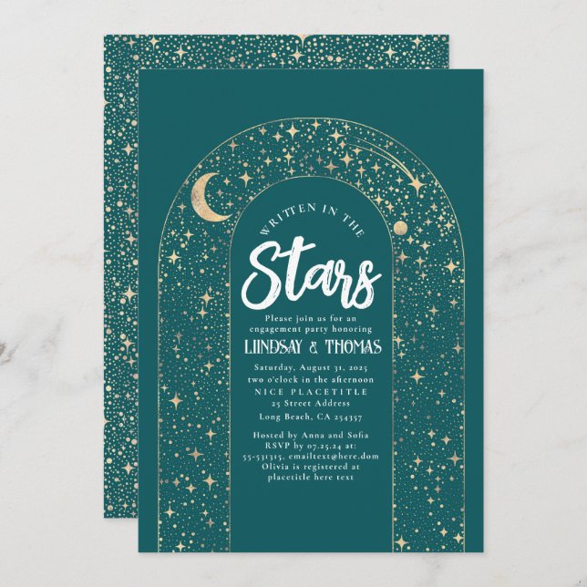 Written in the Stars Celestial Engagement Party Invitation (Front/Back)