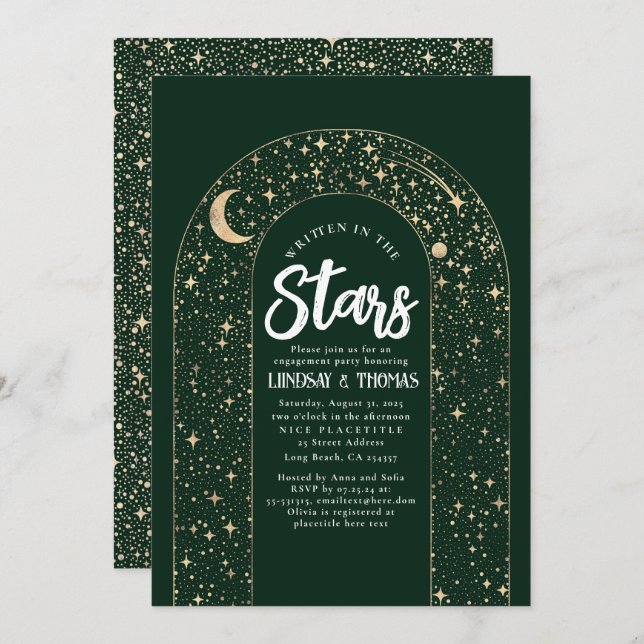 Written in the Stars Celestial Engagement Party Invitation (Front/Back)