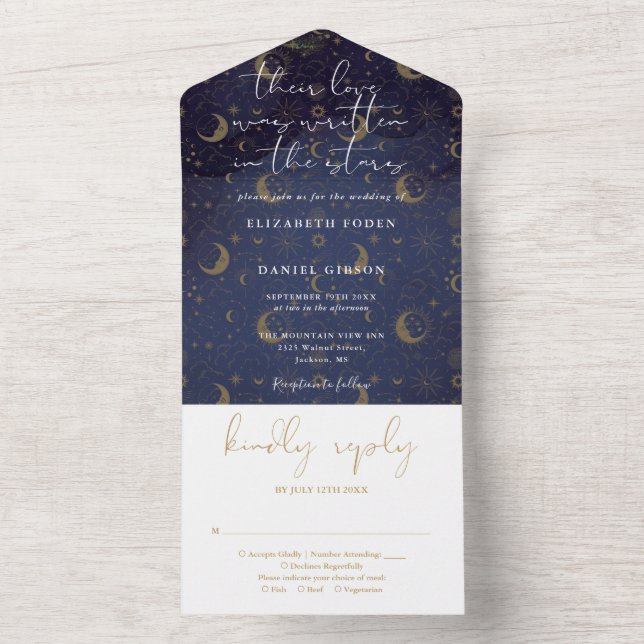 Written In The Stars Celestial Spiritual Wedding All In One Invitation (Inside)