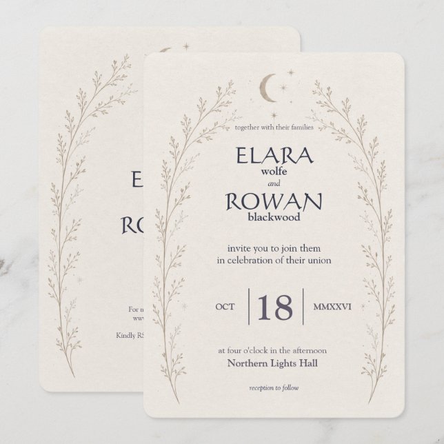 Written in the Stars Celestial Wedding Invitation (Front/Back)