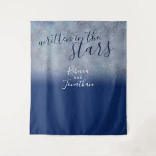 Written in the Stars Navy Galaxy Wedding Backdrop Tapestry