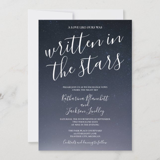 Written In the Stars Night Sky Wedding Invitation (Front)