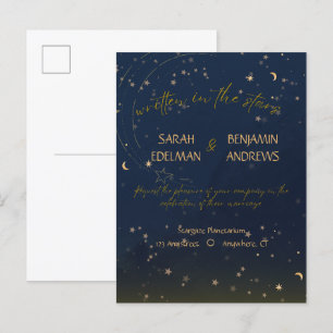 Written in the stars wedding postcard invitation