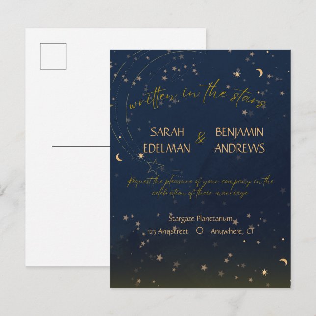 Written in the stars wedding postcard invitation (Front/Back)