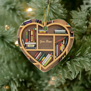 Writter Reader Bookshelf Books Lover Bookworm Ceramic Tree Decoration