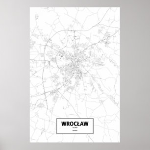 Wrocław, Poland (black on white) Poster