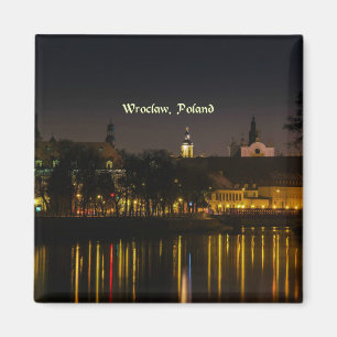 Wroclaw, Poland cityscape photograph, twilight Magnet