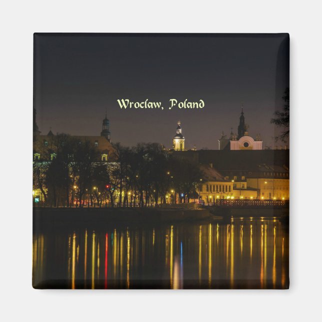 Wroclaw, Poland cityscape photograph, twilight Magnet (Front)