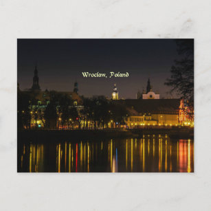 Wroclaw, Poland cityscape photograph, twilight Postcard