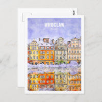 Wroclaw Poland Famous Travel Watercolor Sketch