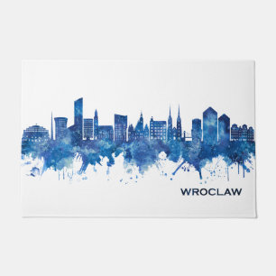 Wroclaw Poland Skyline Blue Doormat