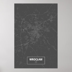Wrocław, Poland (white on black) Poster
