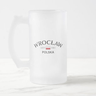 Wroclaw Polska (Poland) Polish Coordinates Frosted Glass Beer Mug