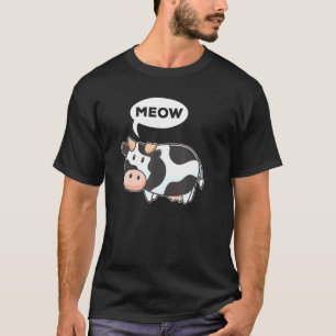 Wrong Animal Sound Pun Cow And Cat T-Shirt