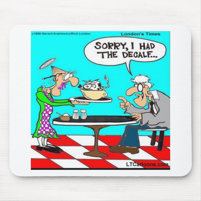 Wrong Coffee Funny Cow Cartoon Gifts & Tees Mouse Mat (Front)