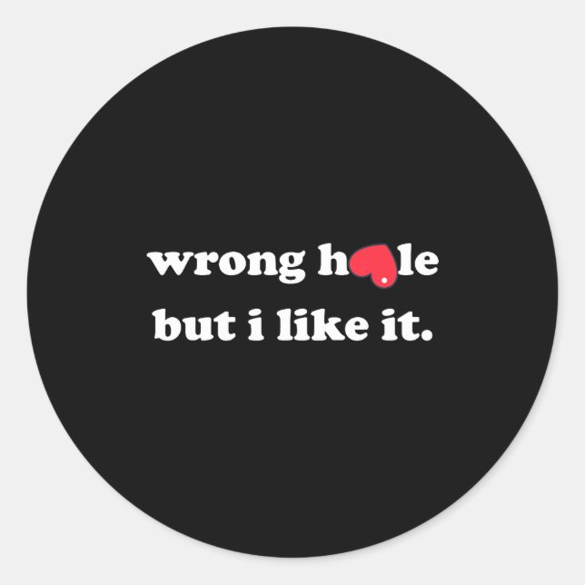 Wrong Hole But I Like It Funny Quote Meme  Classic Round Sticker (Front)