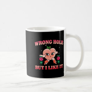 Wrong Hole Peach Naughty Cartoon Retro Adult Humor Coffee Mug