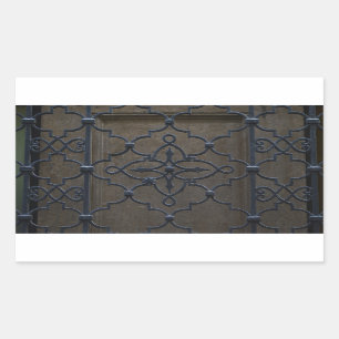 wrought iron grid vintage architectural metal deta rectangular sticker