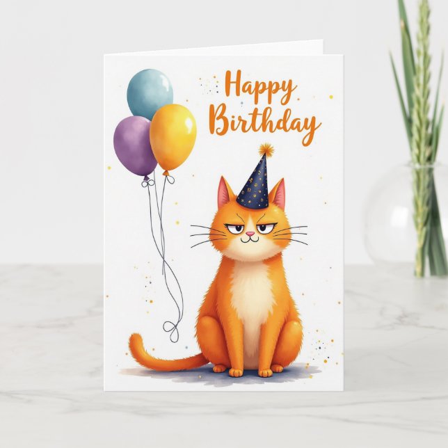 Wry Feline Birthday Card (Front)