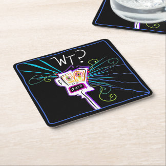 WT? WHAT THE ?? EMOJI Meemogie Square Paper Coaster