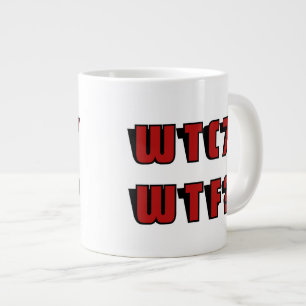 WTC 7 WTF? Red Black Lettering Large Coffee Mug