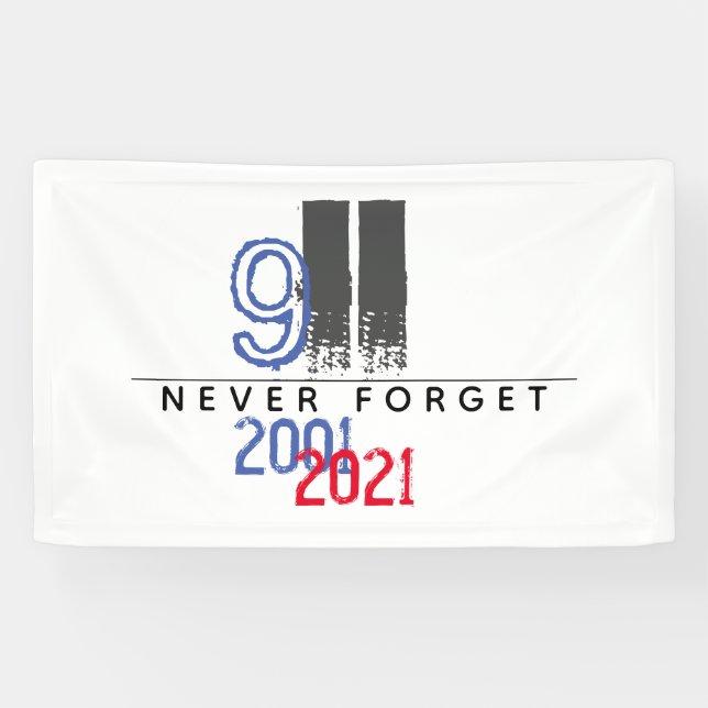 WTC 911 Patriotic Never Forget 20th Anniversary Banner (Horizontal)