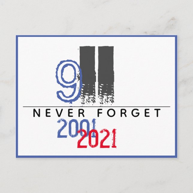 WTC 911 Patriotic Never Forget 20th Anniversary Postcard (Front)