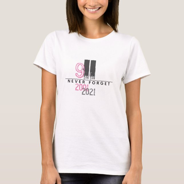 WTC Pink Never Forget 20th Anniversary 911 T-Shirt (Front)