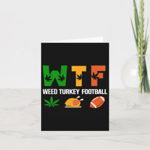 Wtf2 Wine Turkey Football - Fun Thanksgiving Day M Card