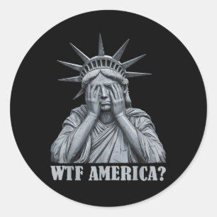 Wtf America_ Anti-trump Political And Democracy Classic Round Sticker