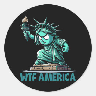 Wtf America Anti-trump Political And Democracy  Classic Round Sticker
