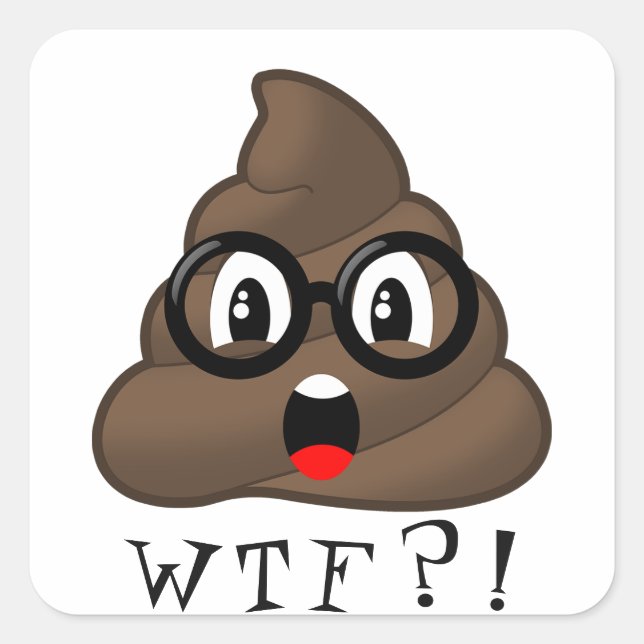 WTF Funny Poop Emoji With Glasses Sticker (Front)