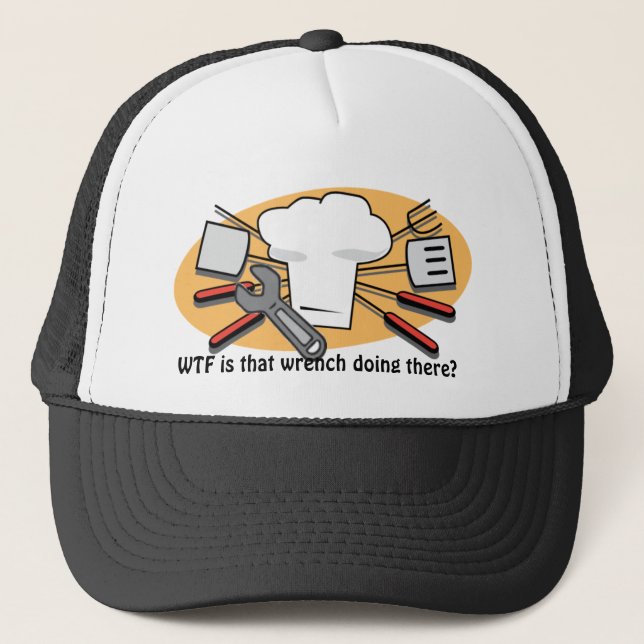 WTF is that wrench doing there? Trucker Hat (Front)
