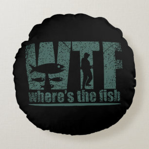 WTF Wheres The Fish Round Cushion