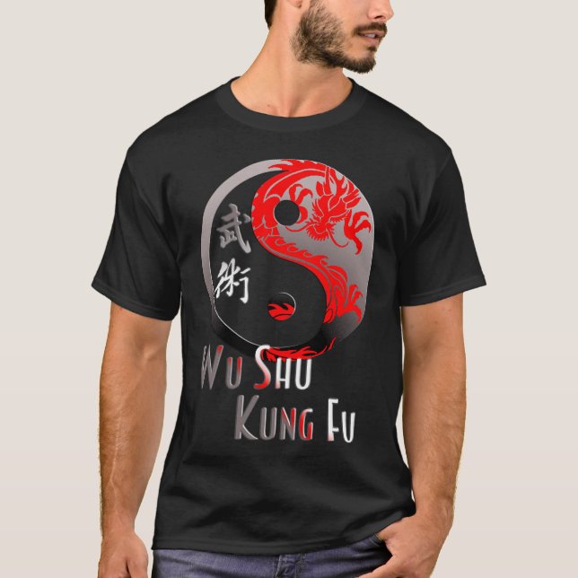 Wu Shu Kung Fu Red Dragon - Martial Arts Design T-Shirt (Front)