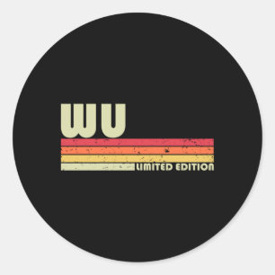 Wu Surname Funny Retro Vintage 80s 90s Birthday Classic Round Sticker