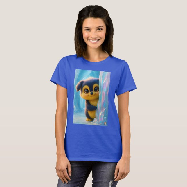 Wuffoo Molli Cute Kawaii Puppy Ice cave T-Shirt (Front Full)