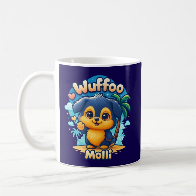 Wuffoo Molli Cute Kawaii Puppy Tropical Island  Coffee Mug (Left)