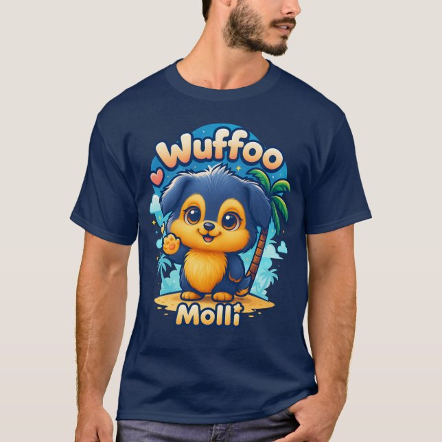 Wuffoo Molli Cute Kawaii Puppy Tropical Island tee (Front)