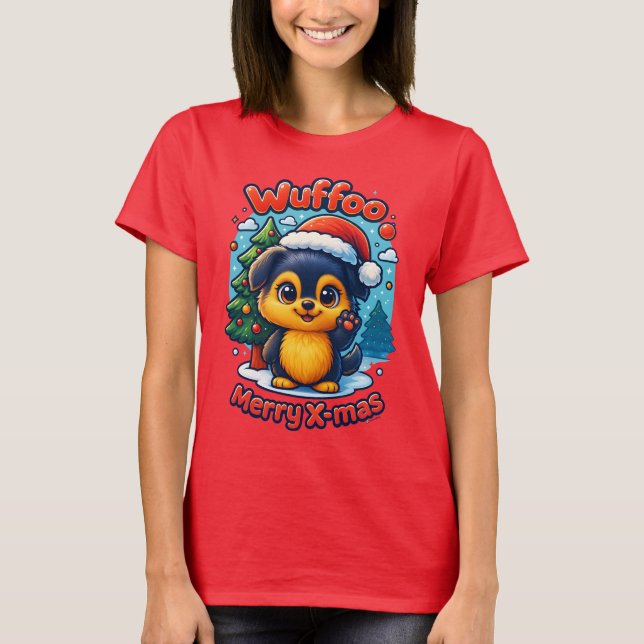 Wuffoo Molli Merry X-mas Kawaii 3D Holiday T-Shirt (Front)