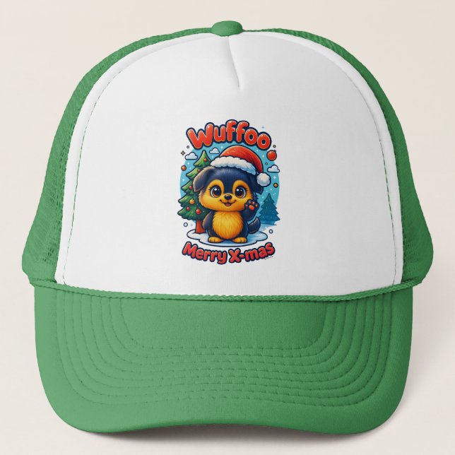 Wuffoo Molli Merry X-mas Kawaii 3D Holiday Trucker Hat (Front)