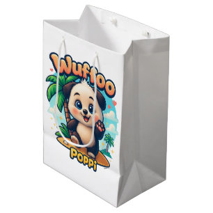 Wuffoo Poppi Cute Kawaii Puppy Tropical Island Medium Gift Bag