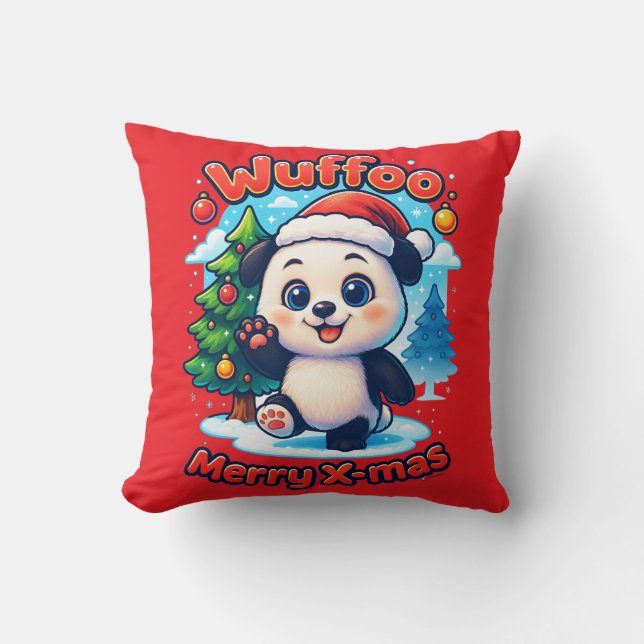 Wuffoo Poppi Merry X-mas Kawaii 3D Holiday Cushion (Front)