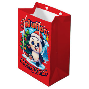 Wuffoo Poppi Merry X-mas Kawaii 3D Holiday Medium Gift Bag