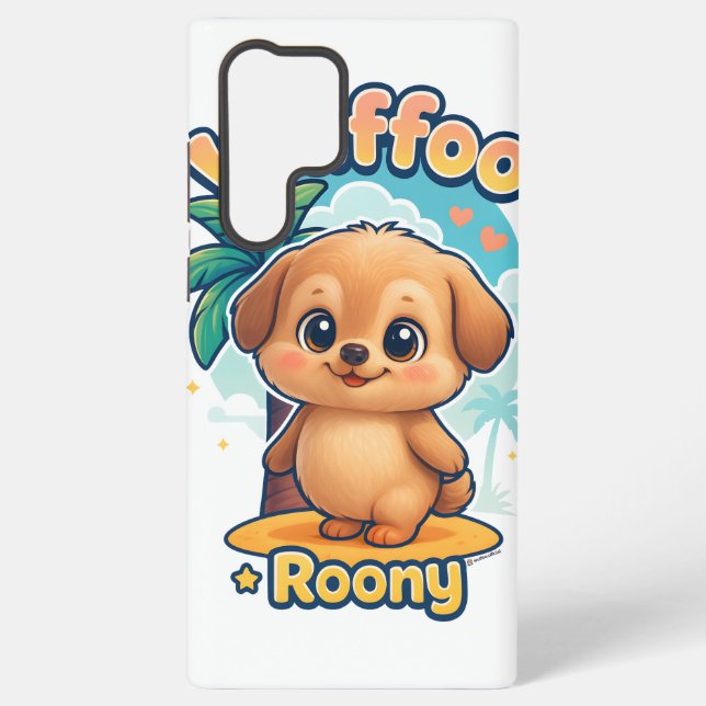 Wuffoo Roony Cute Kawaii Puppy Tropical Island  Samsung Galaxy S22 Ultra Case (Back)
